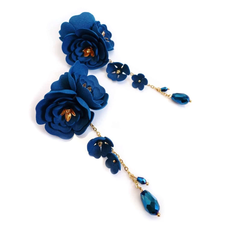 855 Blue Gardenia niebieskie kolczyki kwiaty (4).jpg