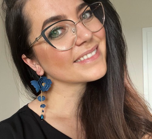855 Blue Gardenia niebieskie kolczyki kwiaty (8).JPG