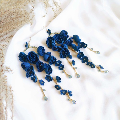 859 New Gardenia Blue flower earrings ANUI niebieskie kolczyki kwiaty (9).jpg
