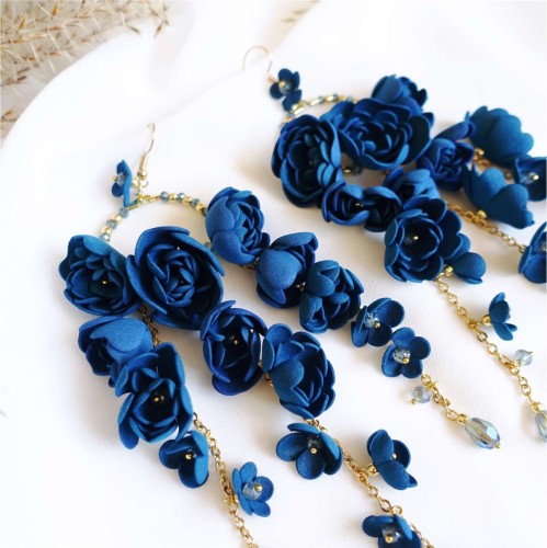 859 New Gardenia Blue flower earrings ANUI niebieskie kolczyki kwiaty (11).jpg