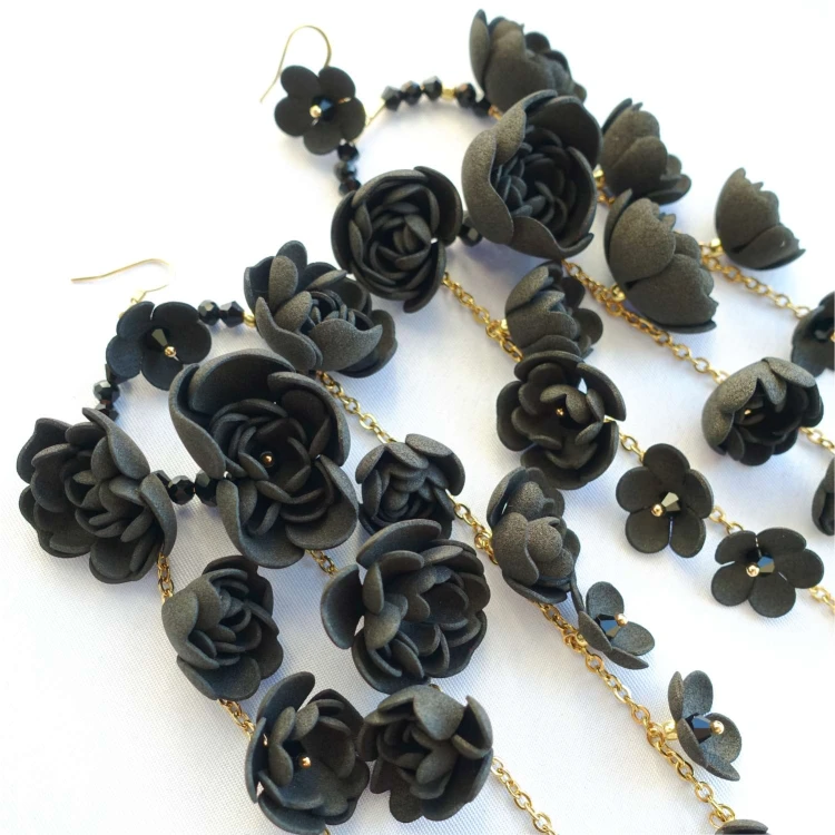 860 Black New Gardenia czarne kolczyki kwiaty ANUI (2).jpg
