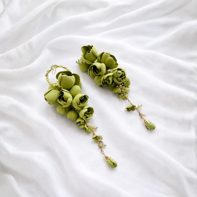 863 Olive Grapes oliwkowe kolczyki kwiaty winogrona (6).jpg