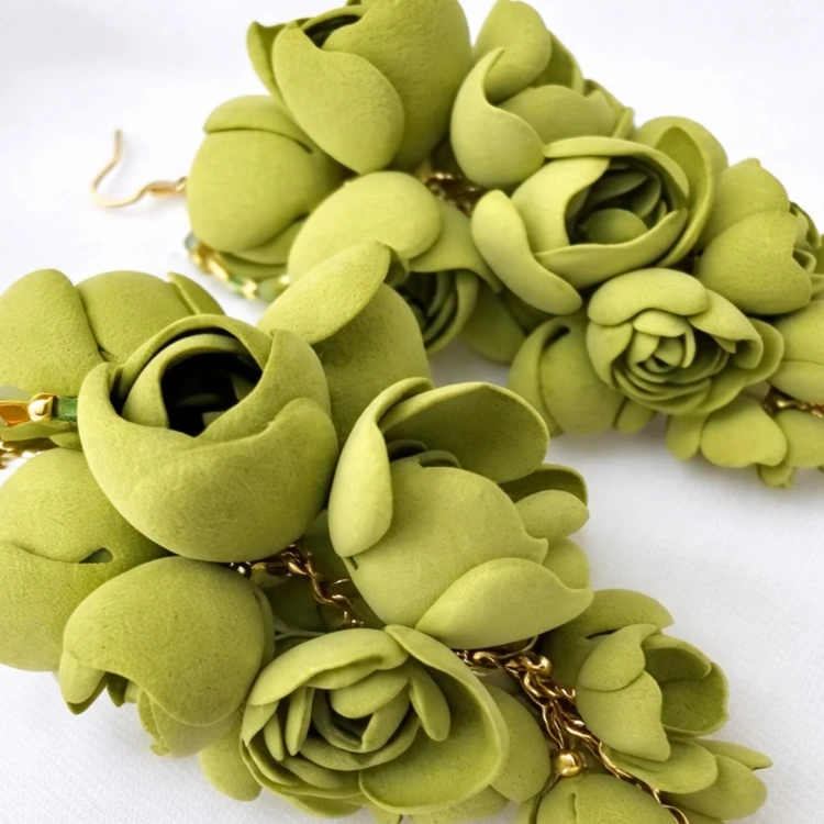 863 Olive Grapes oliwkowe kolczyki kwiaty winogrona (10).jpg