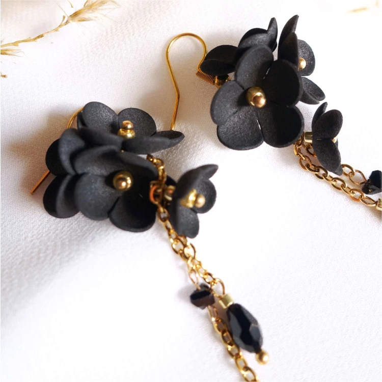 850 Black Gold Daisy czarno złote kolczyki kwiatuszki (03).jpg
